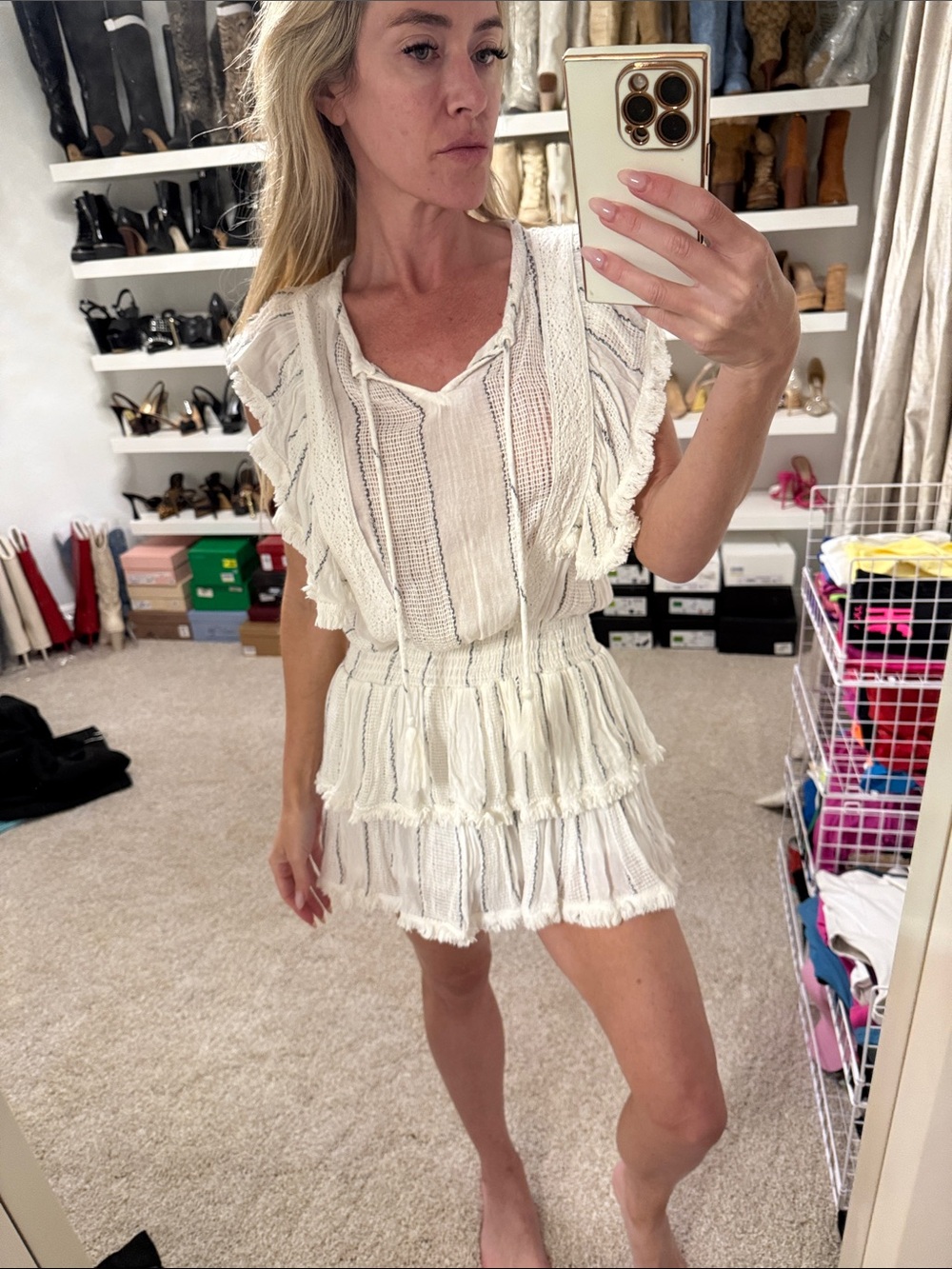 Surf Gypsy Cream Ruffled Mini Dress